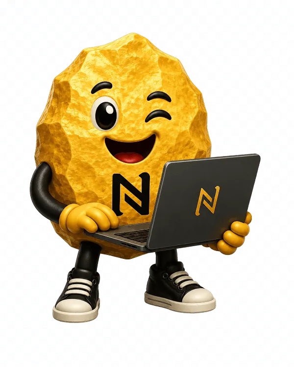 Nuggy at laptop